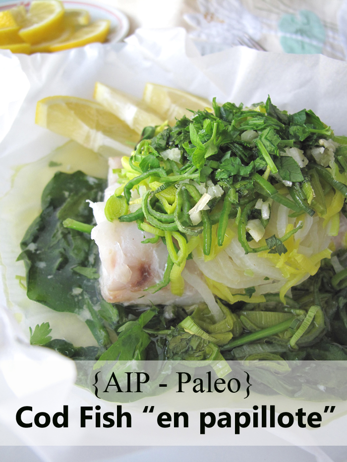 AIP / Paleo Cod Fish "En Papillote" with Spinash and Leeks / A Squirrel in the Kitchen
