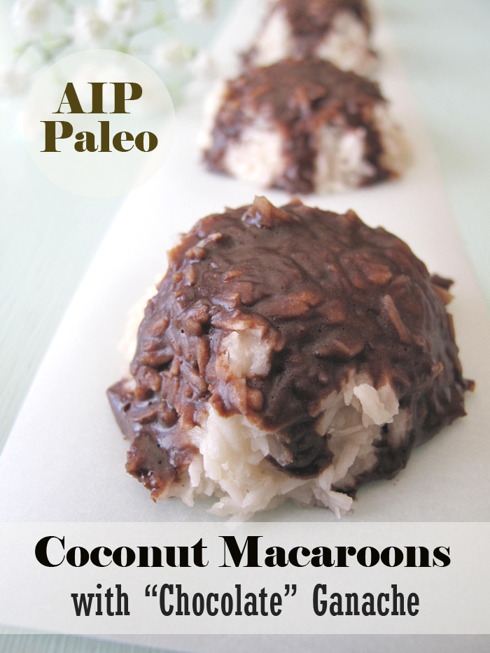 AIP / Paleo No Bake Coconut macaroons with "Chocolate" Ganache