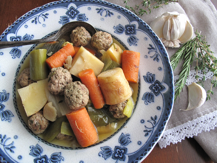 AIP / Paleo Rustic Root Vegetable Soup with Meatballs - Slow Cooker Recipe - Squirrel in the Kitchen