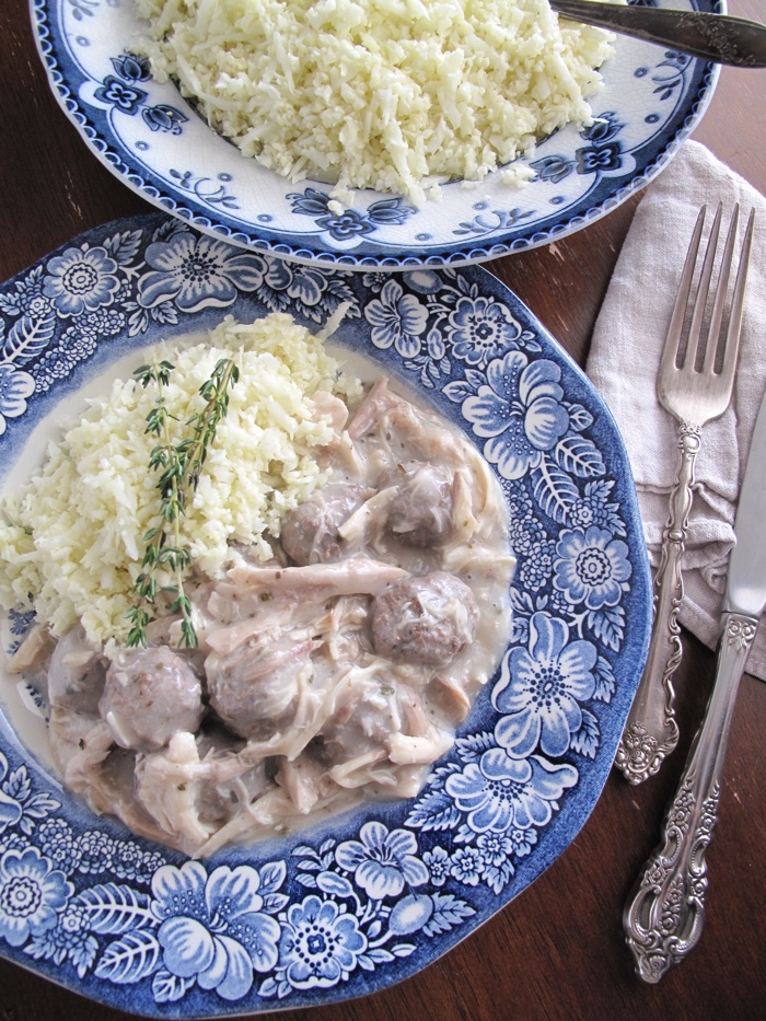 AIP / Chicken and Meatballs Blanquette - French Paleo Recipe [ A Squirrel in the Kitchen ]