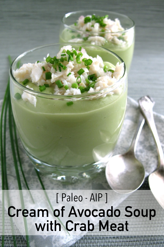 AIP / Paleo Cream of Avocado Soup with Crab Meat - A Squirrel in the Kitchen