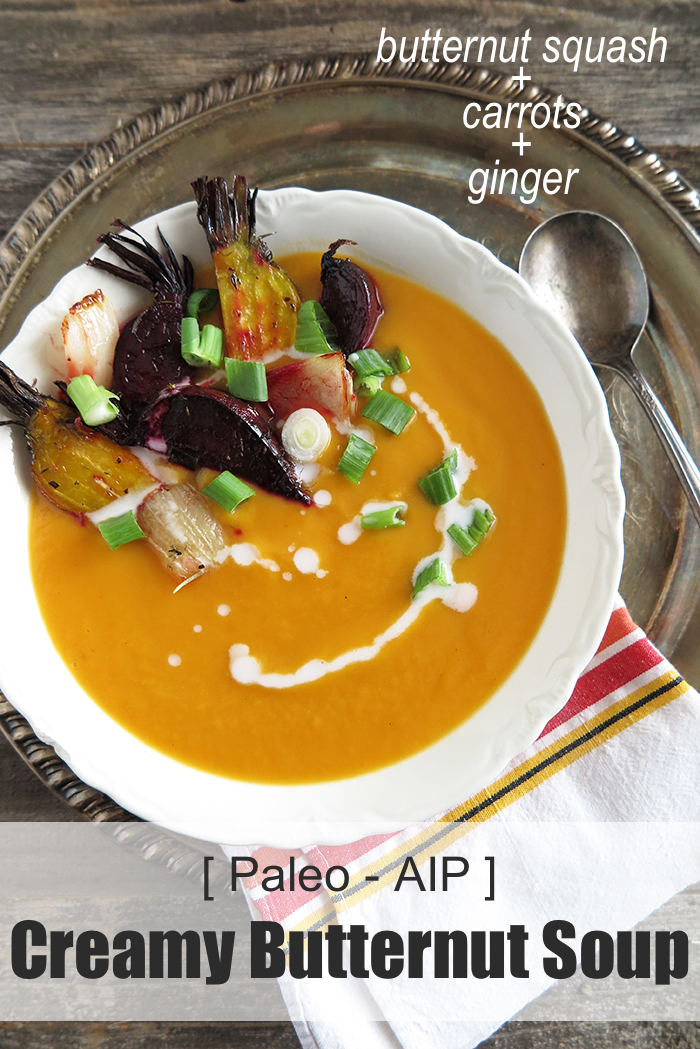 Creamy butternut squash, carrot and ginger soup (paleo, AIP) - A Squirrel in the Kitchen