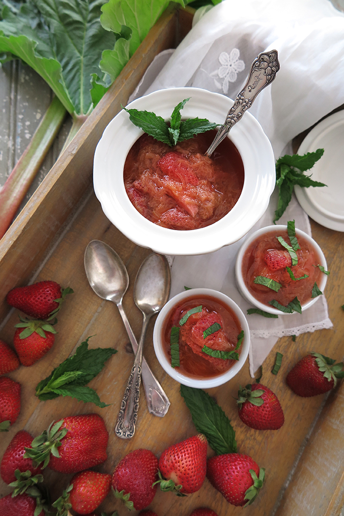 Instant Pot Rhubarb-Strawberry Compote with Fresh Mint