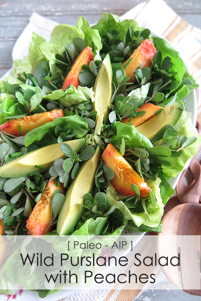 Wild Purslane Summer Salad with Peaches (Paleo, AIP)