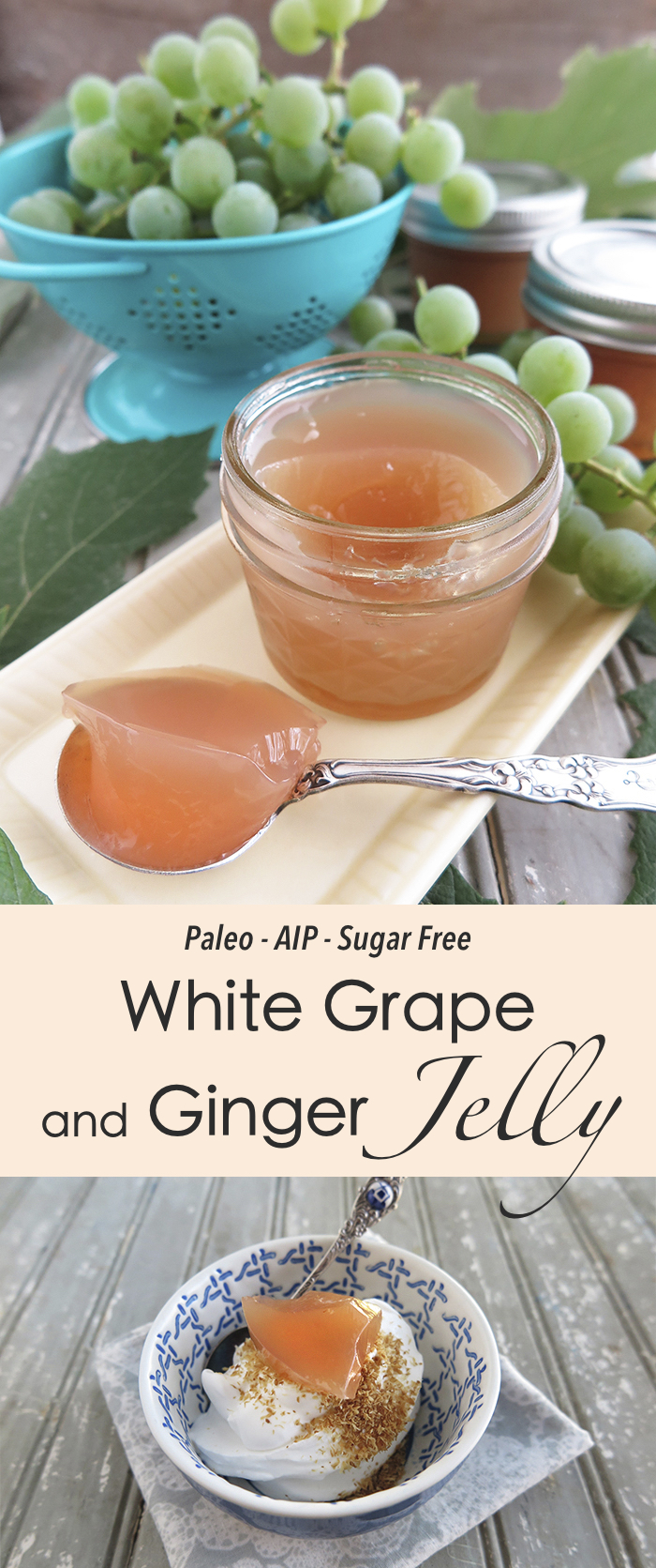 Sugar Free White Grape and Ginger Jelly with Pomona Pectin (Paleo, AIP)