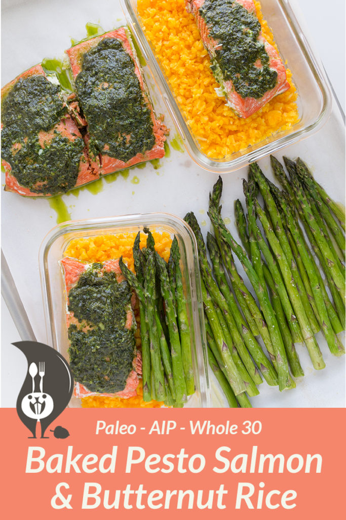 Baked Pesto Salmon with Butternut Rice [Meal Prep]