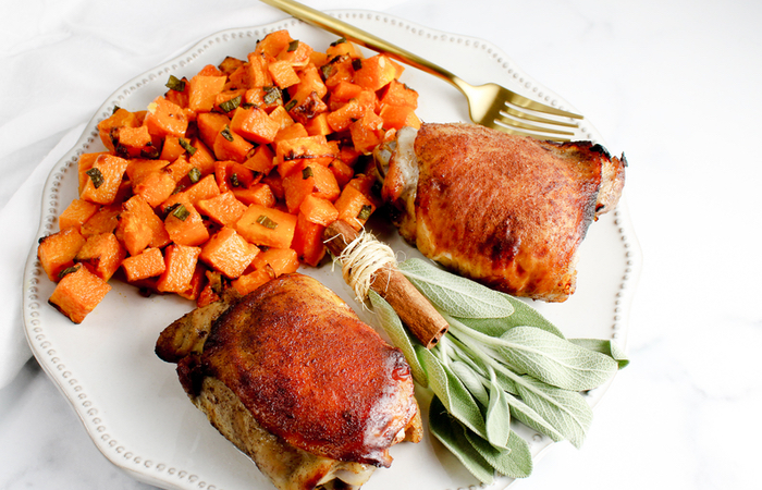 Sheet Pan Cinnamon Roasted Chicken with Butternut and Sage